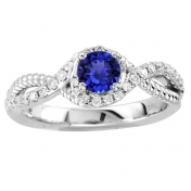 0.45 Carat Round Tanzanite Ring in 14k White Gold